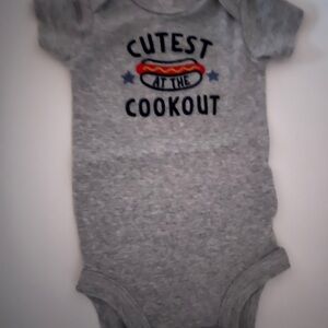 Gray 'Cutest at the Cookout' Newborn Onesie Excellent Condition!